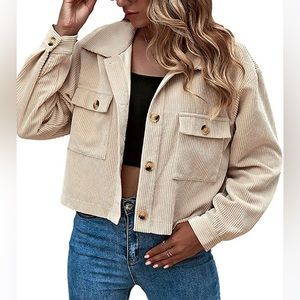 Tan cropped corduroy jacket